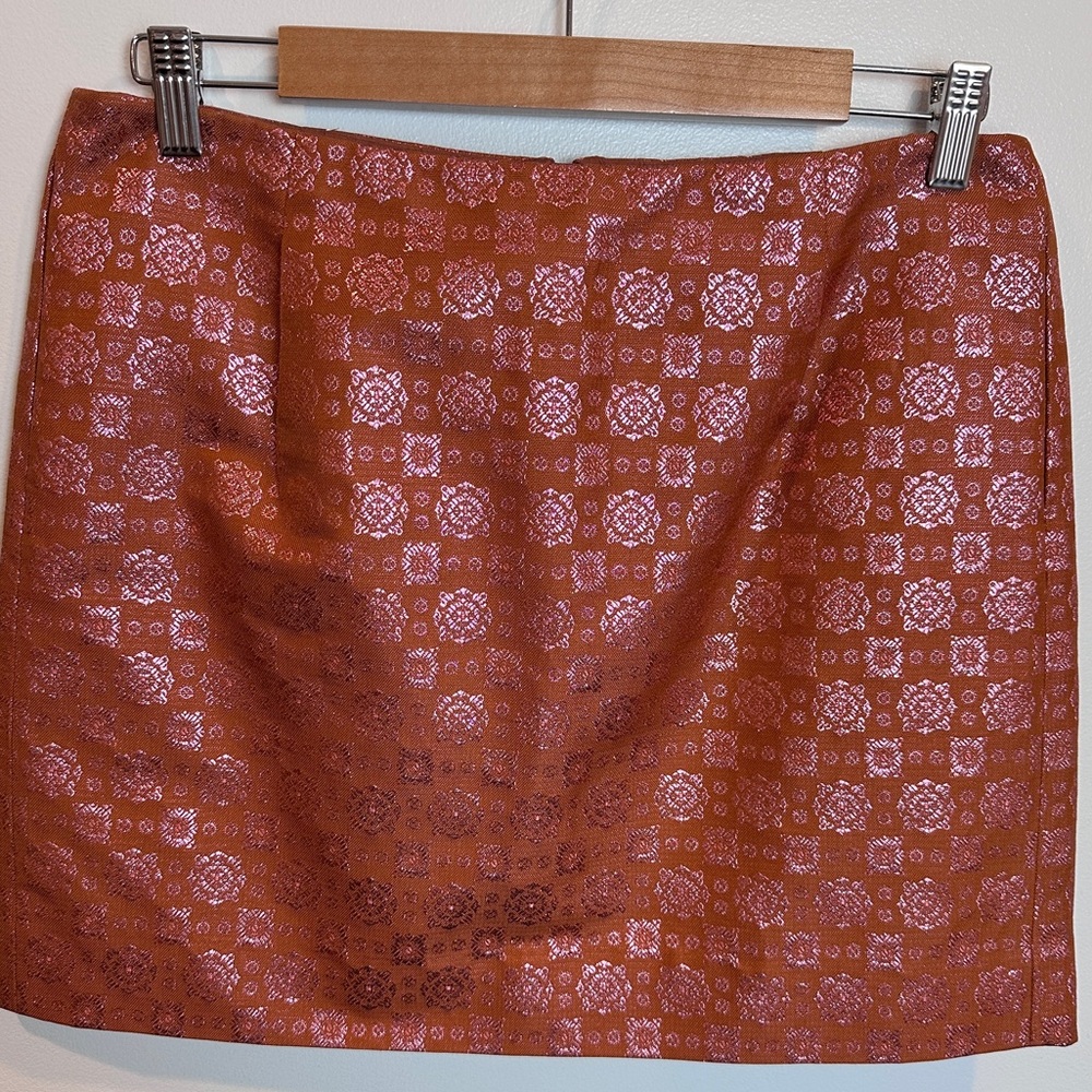 J. Crew‎ Silk Blend Copper & Pink Mini Skirt